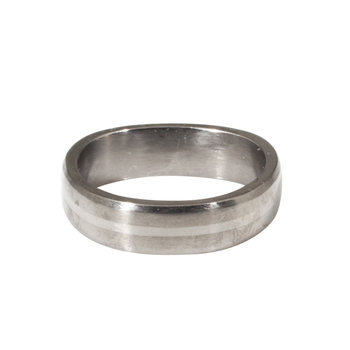 6mm Finger Shaped Band in Titanium with Centered Palladium Inlay