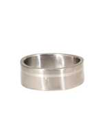 8mm Finger Shaped Band in Titanium with Off Center Silver Inlay