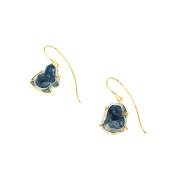 Chattham Sapphire Crystal Dangle Earrings in 18k Gold