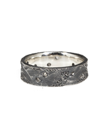 6mm Topography Ring in Oxidized Silver with Diamond Mackles