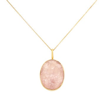 Rough Rose Quartz Pendant in 18k Gold