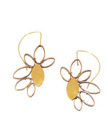 Laura Lienhard Open Leaf Earrings in 18k Gold, Shibuichi