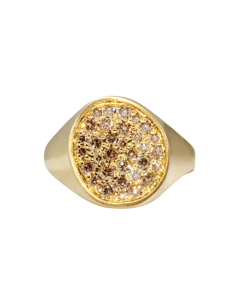 Full Moon Signet Ring, Two Tone