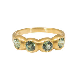 Marian Maurer Porch Skimmer Band with 4mm Yellow/Green Sapphires in 18k Yellow Gold