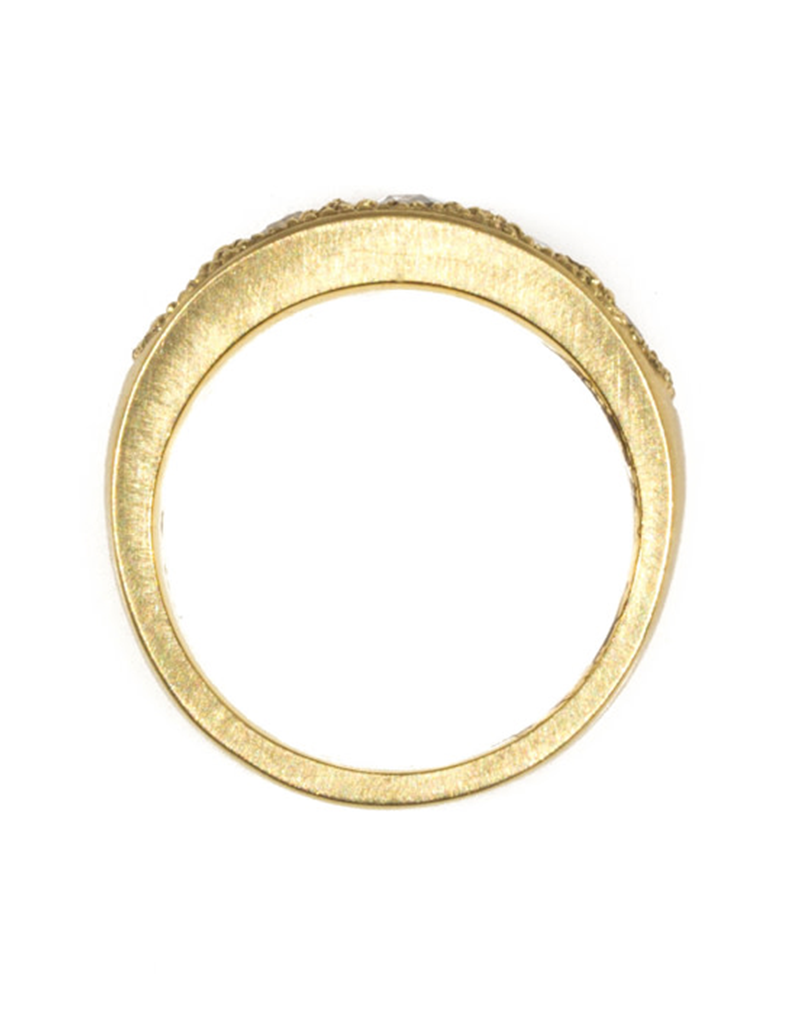 Pave Band Ring with Five Organic Rose Cut Diamonds in 18k Yellow Gold