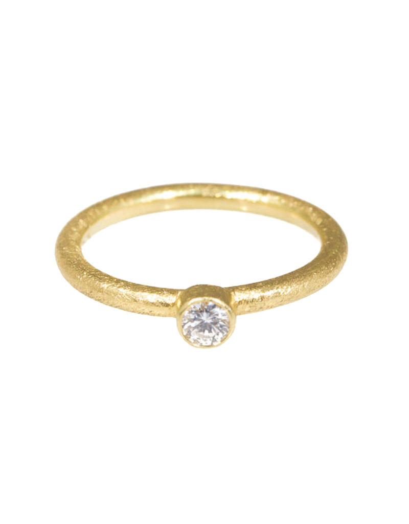 Bezel Set Brilliant Diamond Stack Ring in 18k Yellow Gold