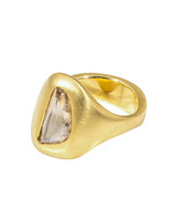 Organic Shaped Rose Cut Cognac Diamond Ring in 18k Yellow Gold