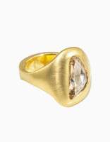 Organic Shaped Rose Cut Cognac Diamond Ring in 18k Yellow Gold