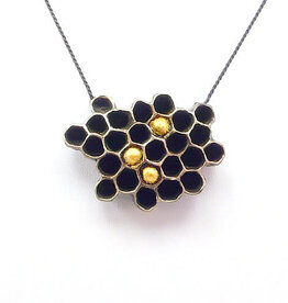 Honeycomb Pendant in Bronze and 23k Gold
