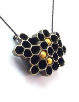 Honeycomb Pendant in Bronze and 23k Gold