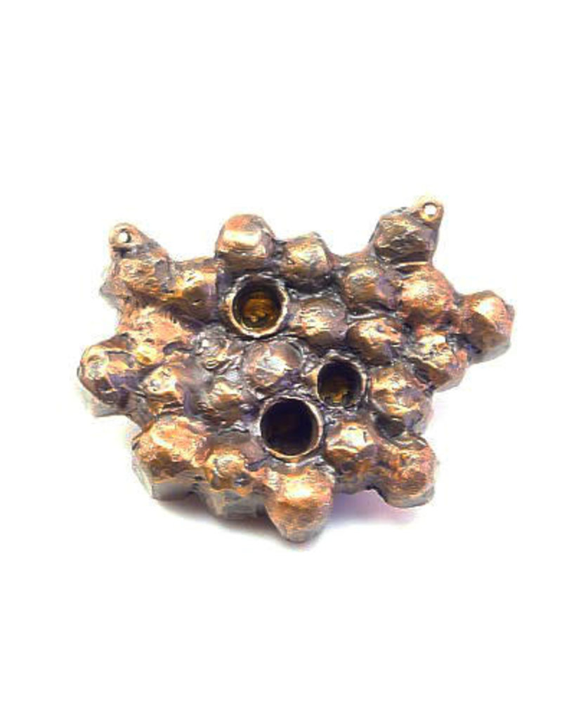Honeycomb Pendant in Bronze and 23k Gold