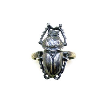 Scarab Beetle Ring in Oxidized Silver