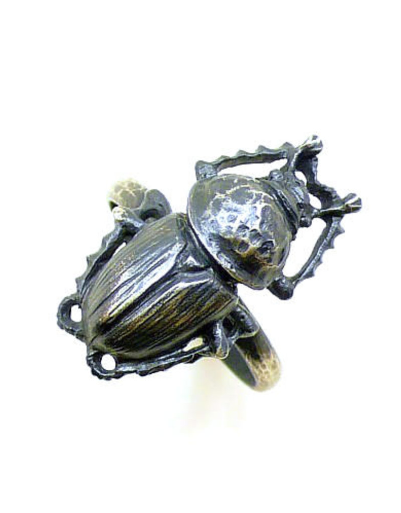 Scarab Beetle Ring in Oxidized Silver