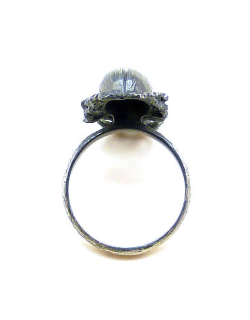 Scarab Beetle Ring in Oxidized Silver