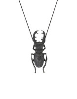 Stag Beetle Pendant in Oxidized Silver