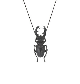Stag Beetle Pendant in Oxidized Silver