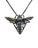 Honey Bee Pendant in Oxidized Silver