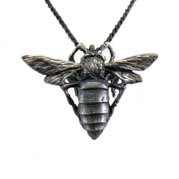 Honey Bee Pendant in Oxidized Silver