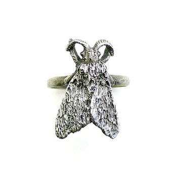 Tiger Moth Ring in Oxidized Silver