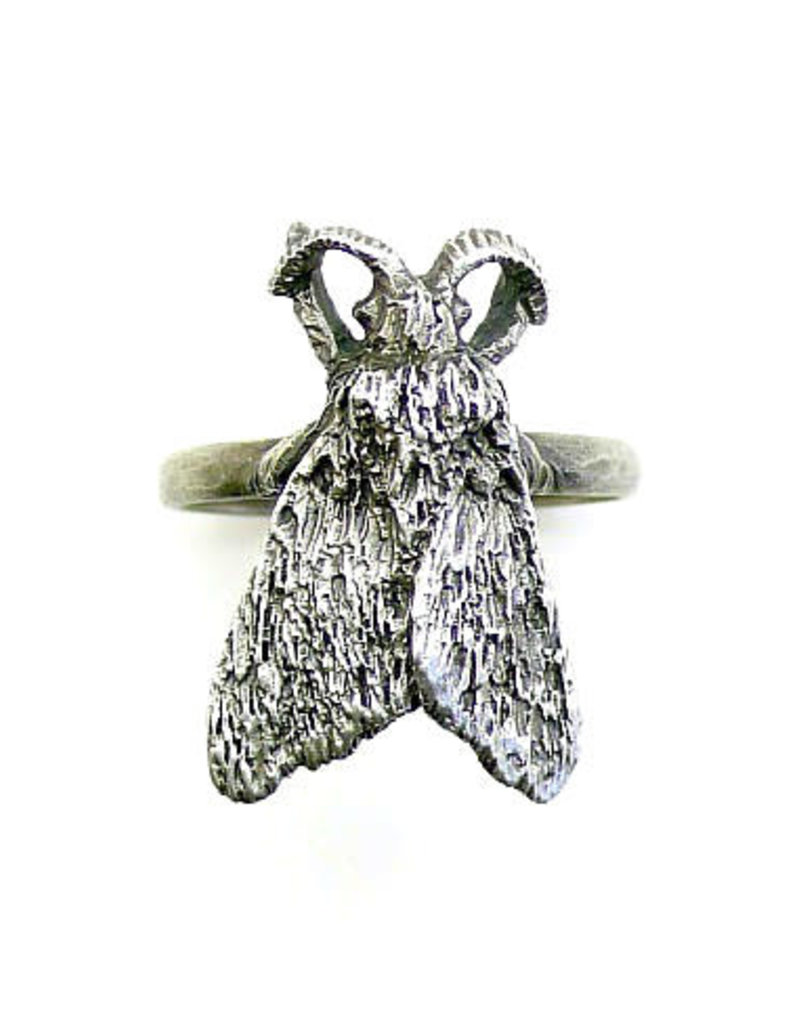 Tiger Moth Ring in Oxidized Silver