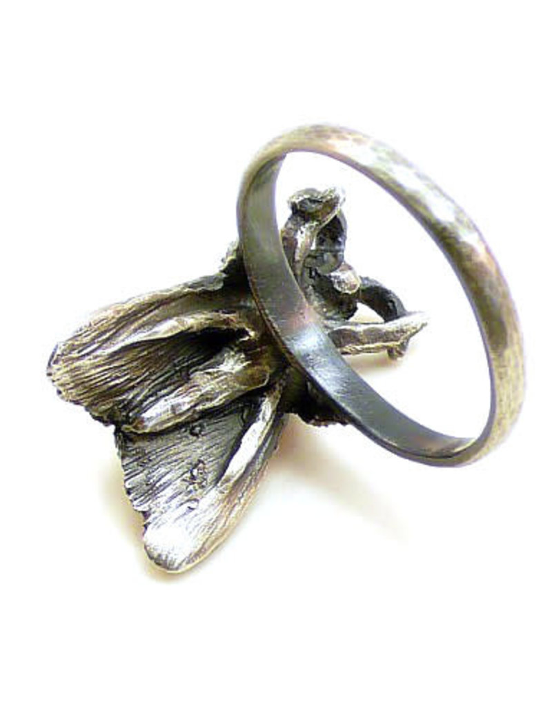 Tiger Moth Ring in Oxidized Silver