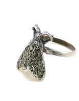 Tiger Moth Ring in Oxidized Silver