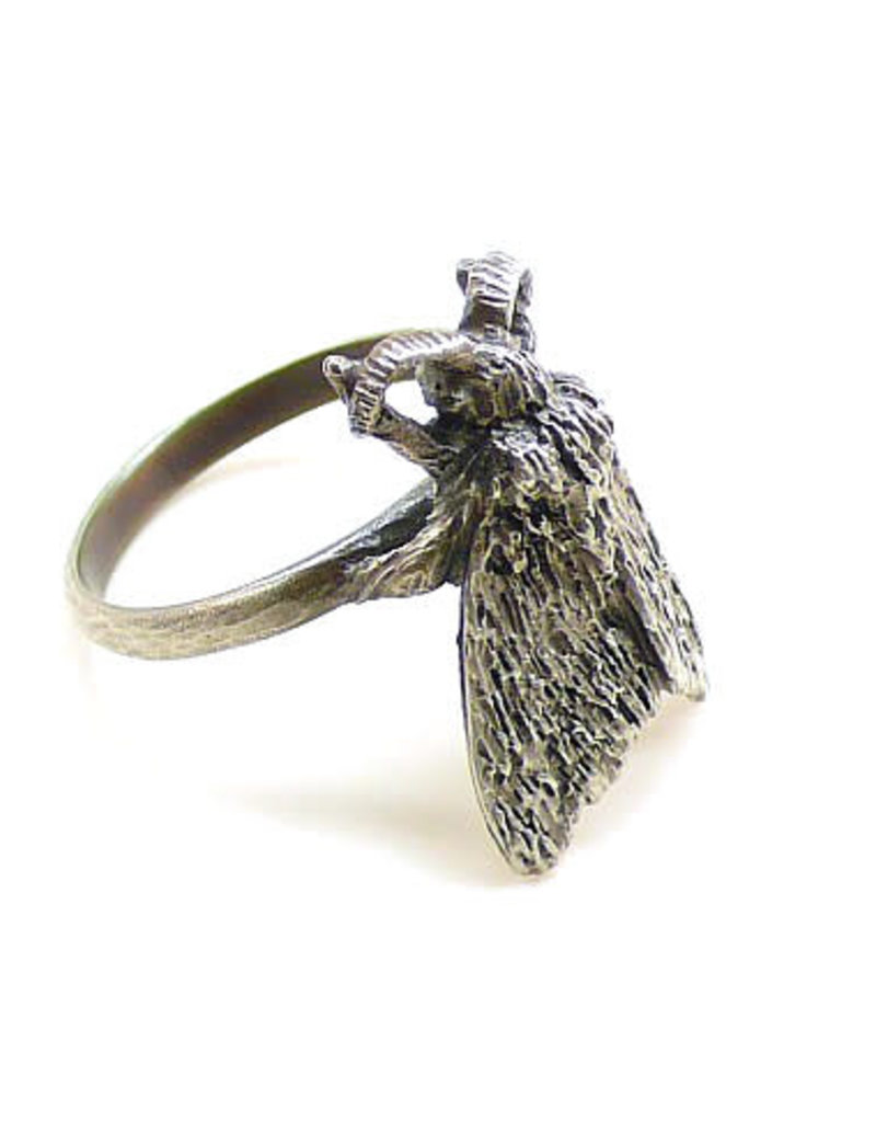 Tiger Moth Ring in Oxidized Silver