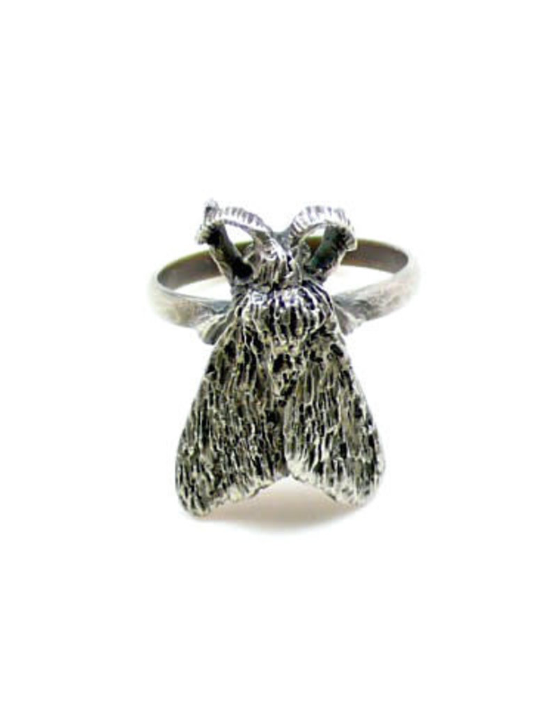 Tiger Moth Ring in Oxidized Silver