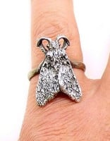 Tiger Moth Ring in Oxidized Silver