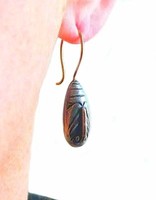 Moth Pupa Earrings in Oxidized Silver & 18k Gold Ear wires