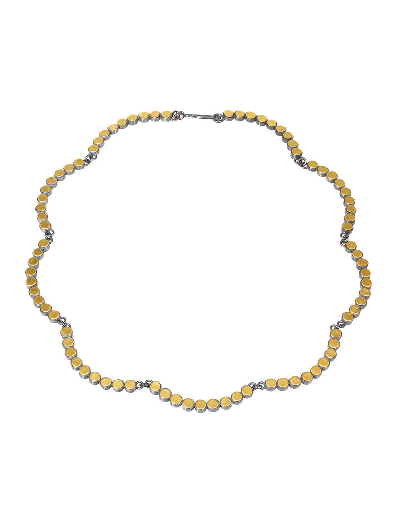 Scalloped Necklace in Oxidized Silver & 22k Gold