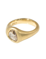 Organic Shaped Rose Cut Ring with Light Cognac Diamond in 18k Yellow Gold