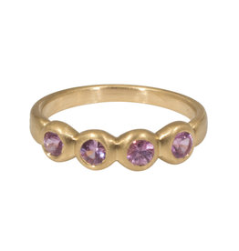 Marian Maurer Porch Skimmer Band with 3mm Pink Sapphires in 18k Yellow Gold