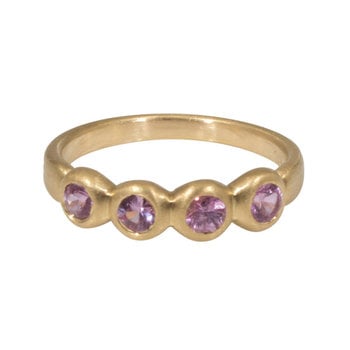 Marian Maurer Porch Skimmer Band with 3mm Pink Sapphires in 18k Yellow Gold