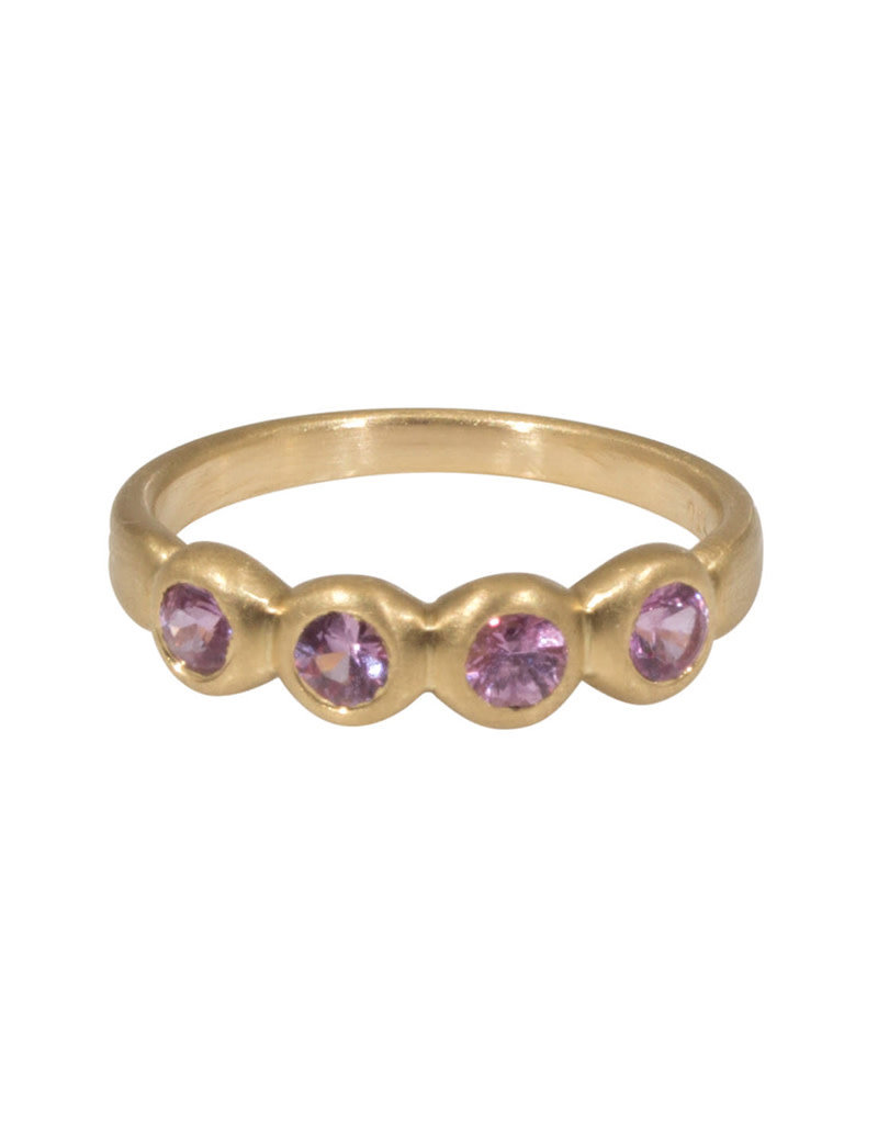 Marian Maurer Porch Skimmer Band with 3mm Pink Sapphires in 18k Yellow Gold