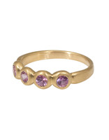 Marian Maurer Porch Skimmer Band with 3mm Pink Sapphires in 18k Yellow Gold