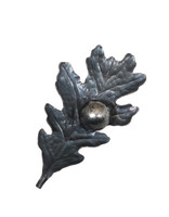 Medium White Oak Leaf with Gall Brooch in Oxidized Silver, Bimetal & 18k Gold