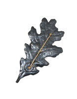 Medium White Oak Leaf with Gall Brooch in Oxidized Silver, Bimetal & 18k Gold