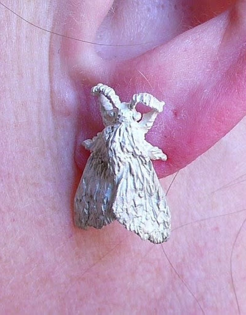 Tiger Moth Post Earrings in Silver