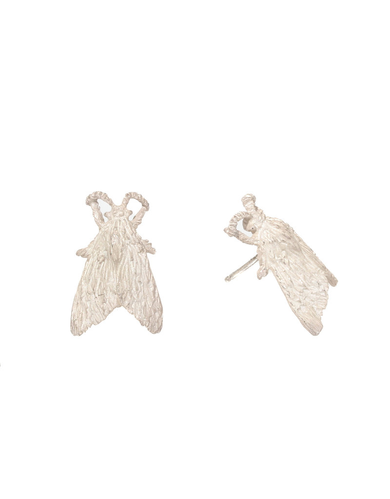 Tiger Moth Post Earrings in Silver