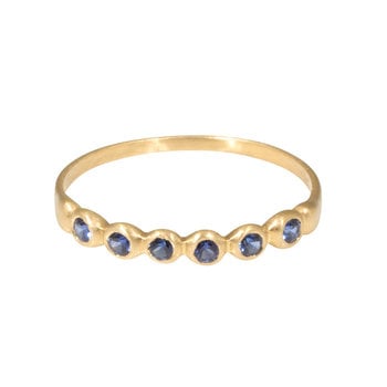 Marian Maurer Porch Skimmer Band with 2mm Blue Sapphires in 18k Yellow Gold