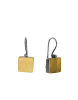 Square Earrings in Oxidized Silver & 22k Bimetal