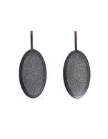 Perforated Oval Drop Earrings in Oxidized Silver