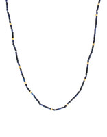 Dumortierite Bead and Brass Necklace - 34"