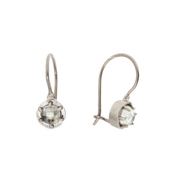 Prong Set Sapphire Earrings in 14k Palladium White Gold