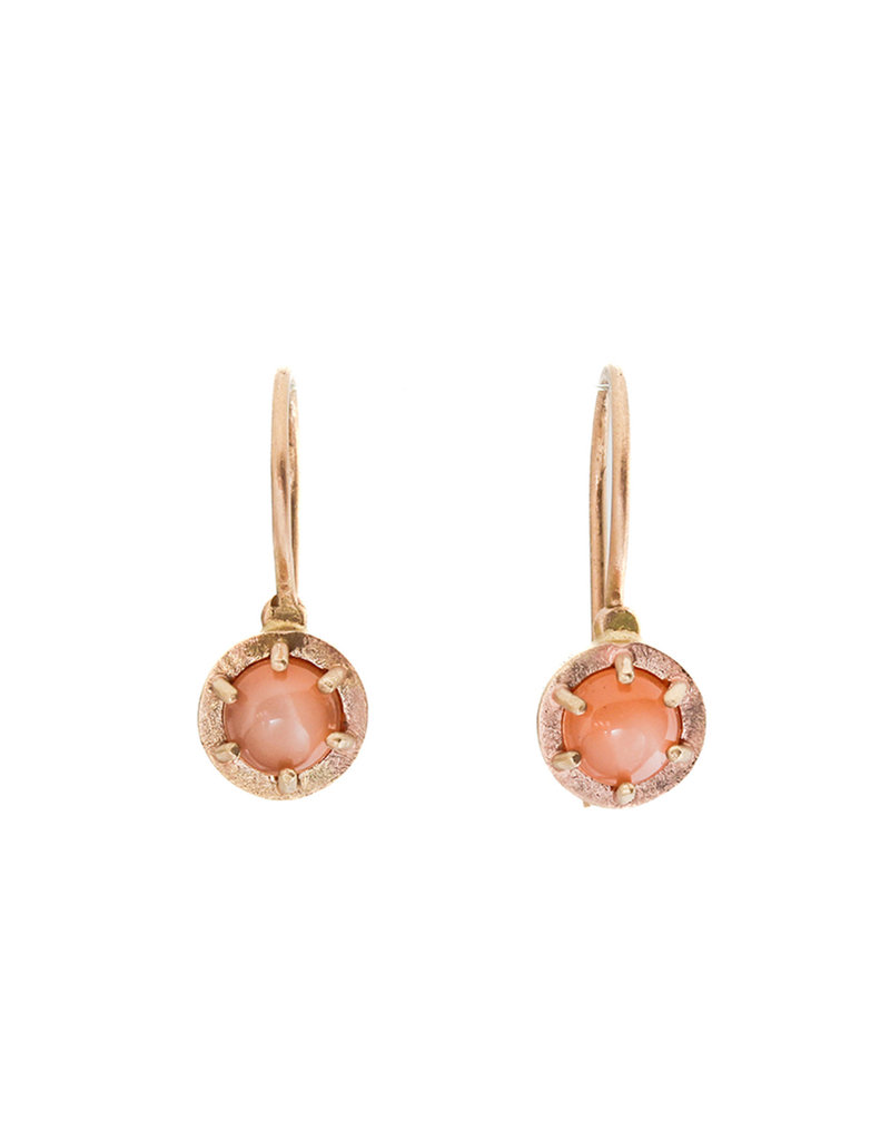 Prong Set Moonstone Earrings in 14k Gold