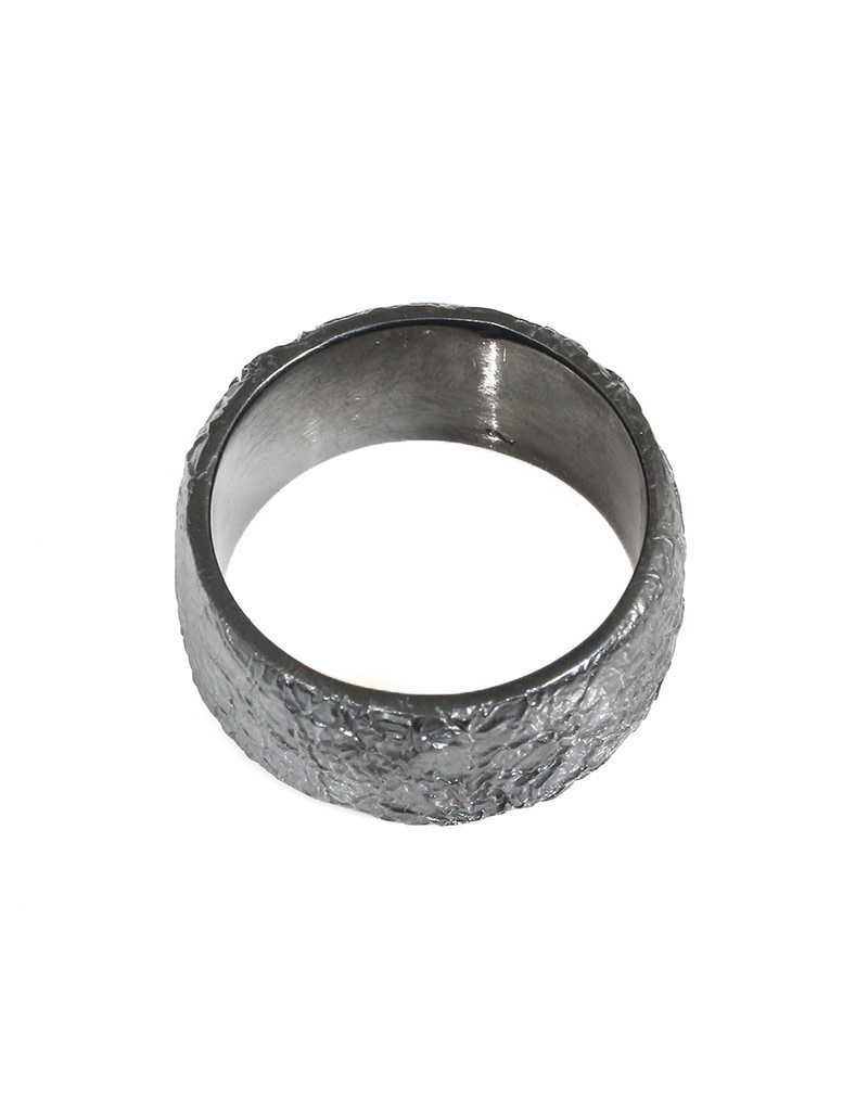 Foil Texture Ring in Oxidized Silver