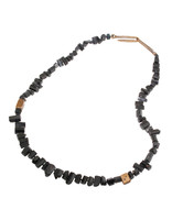 Black Tourmaline Bead Necklace with Bronze Clasp and Beads with Black Diamonds