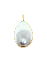 Large Mabe Pearl Pendant in 18k Yellow Gold and Oxidized Silver