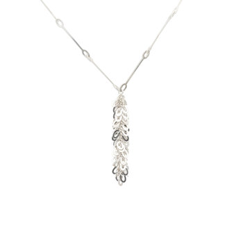 Oval Interlocking Necklace with Fringe in Silver